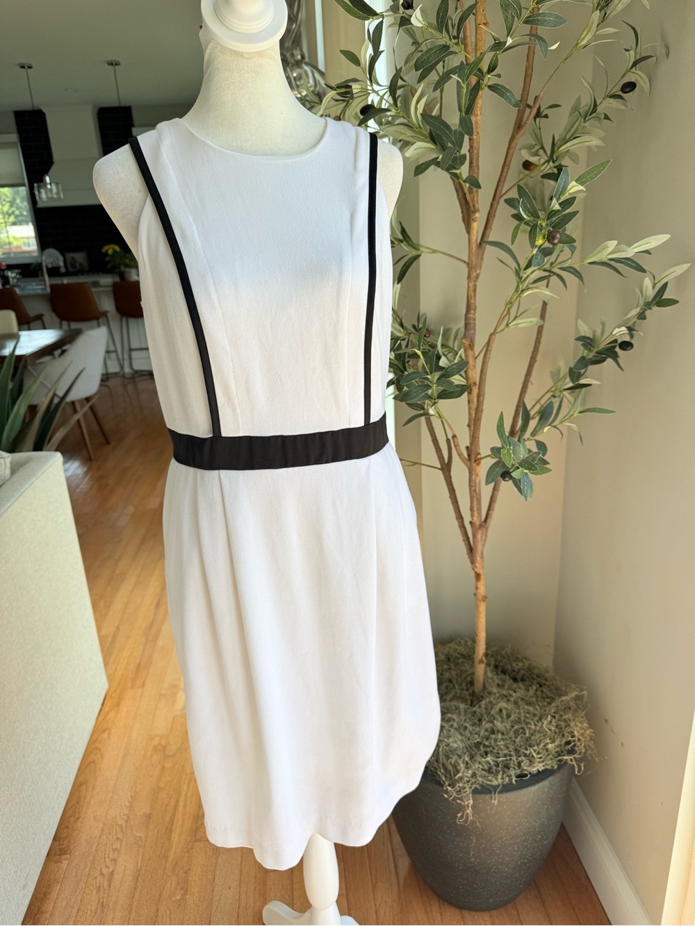 Worthington White Dress with Black Trim
